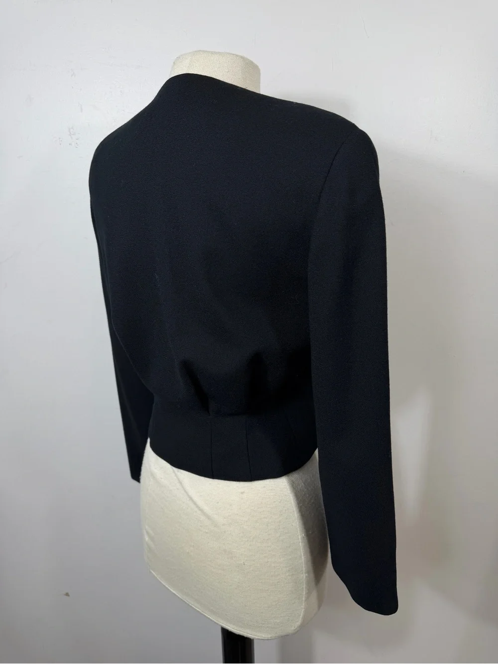 Vintage Christian Dior Separates Black Cropped Blazer Jacket Wool USA Size 4